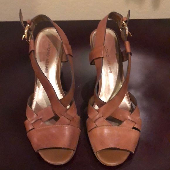 Brown leather Antonio Melani wedge - Picture 1 of 2